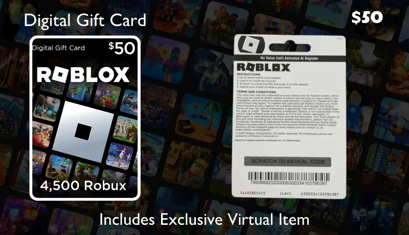 Roblox Digital Gift Code for 4,500 Robux ($50)