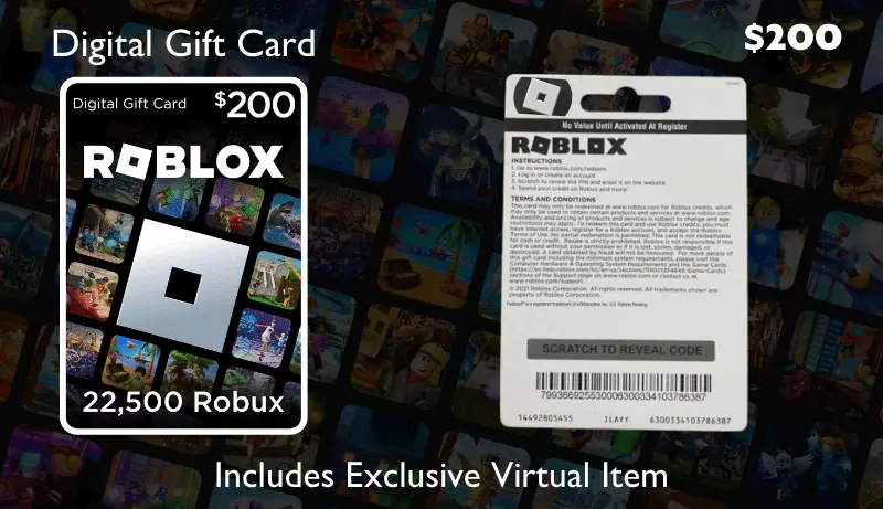 Roblox Digital Gift Code for 22500 Robux ($200)