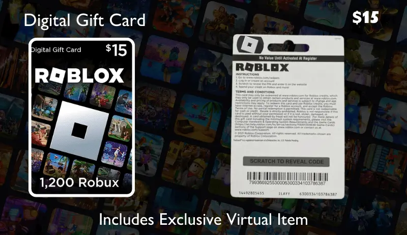 Roblox Digital Gift Code for 1,200 Robux(15$)