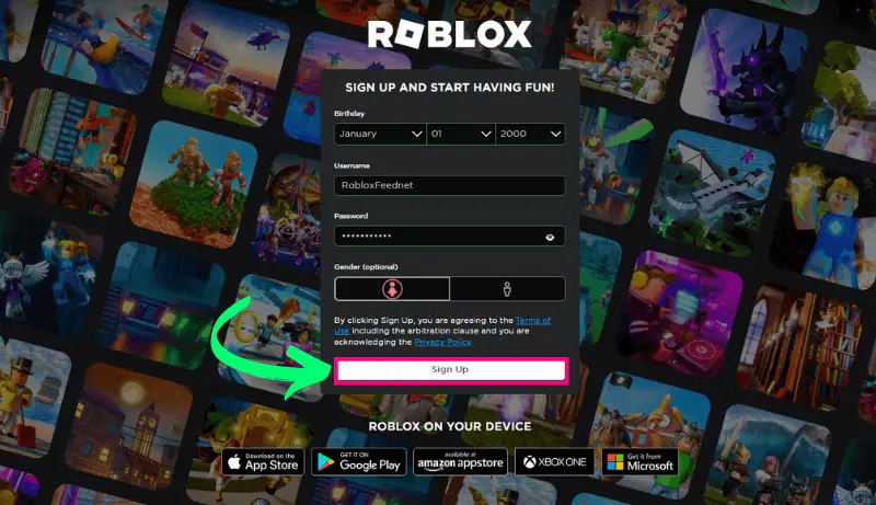 Roblox signup