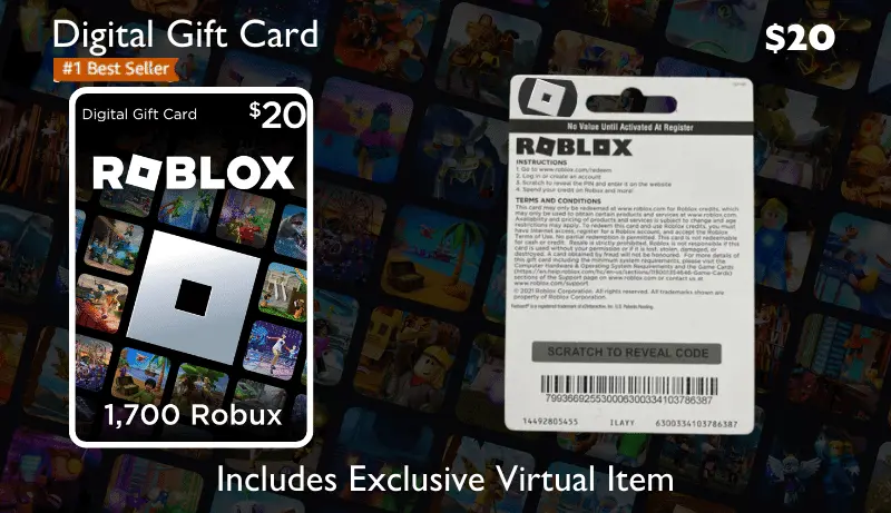 Roblox Digital Gift Code for 1,700 Robux (20$)