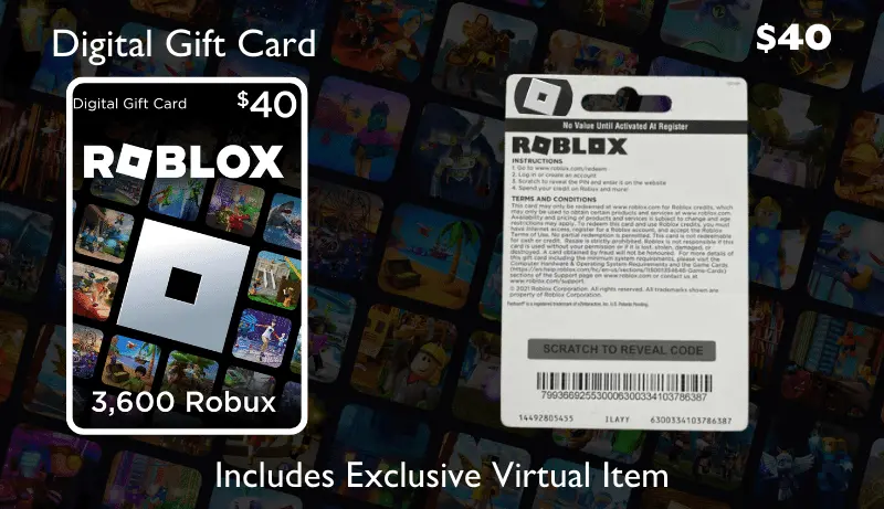 Roblox Digital Gift Code for 3,600 Robux ($40)