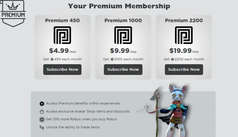 Roblox Premium Subscription Plans & Cost